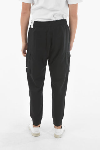 Joggers Cargo in Cotone Garzato con Banda Laterale Logata