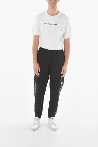 Joggers Cargo in Cotone Garzato con Banda Laterale Logata