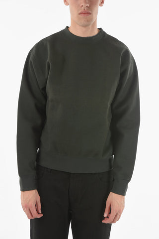 Solid Color Wool-blend Crewneck Sweatshirt