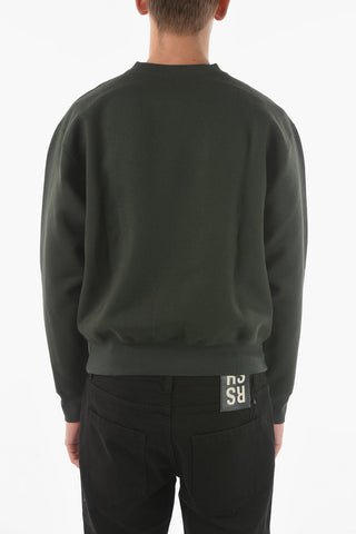 Solid Color Wool-blend Crewneck Sweatshirt
