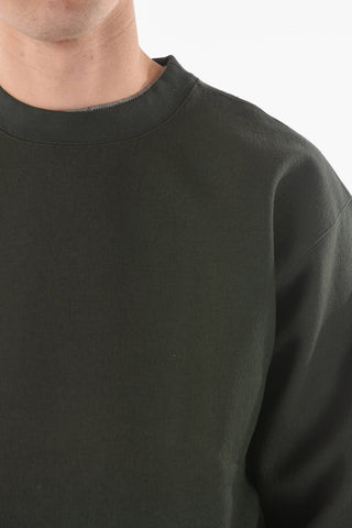 Solid Color Wool-blend Crewneck Sweatshirt