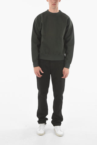 Solid Color Wool-blend Crewneck Sweatshirt