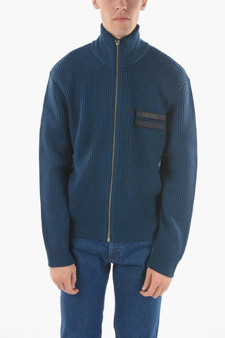 Two-Tone Wool Braided K-BOISE Sweater with Zip Closure