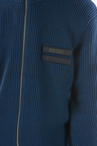 Two-Tone Wool Braided K-BOISE Sweater with Zip Closure