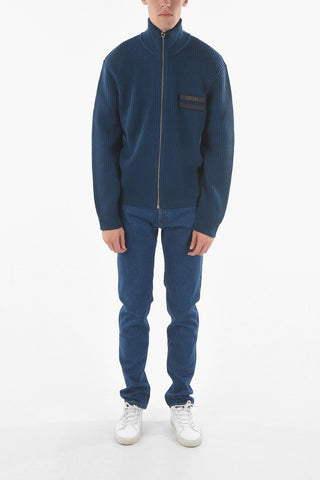 Two-Tone Wool Braided K-BOISE Sweater with Zip Closure