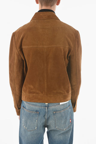 Suede Leather Zip-up Jacket with Zipped Pockets