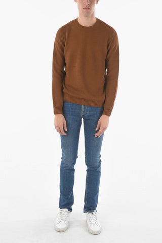 Crew Neck Honeycomb Cotton and Silk Sweater