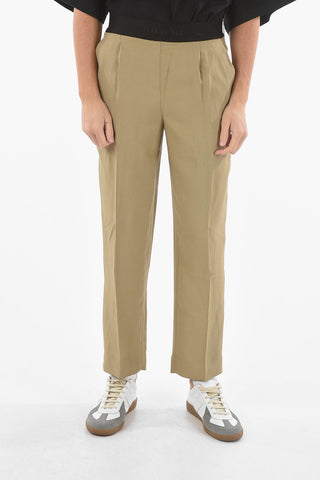 Pantaloni Chino in Viscosa a Una Pince con Elastico Logato in Vita