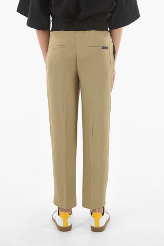 Pantaloni Chino in Viscosa a Una Pince con Elastico Logato in Vita
