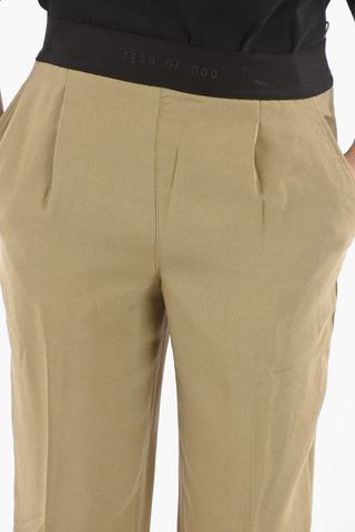 Pantaloni Chino in Viscosa a Una Pince con Elastico Logato in Vita