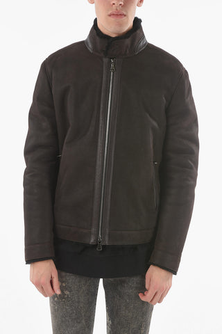 ID Leather 2 Pockets MER MICROCH Jacket with Faux Fur Inner