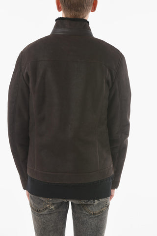 ID Leather 2 Pockets MER MICROCH Jacket with Faux Fur Inner