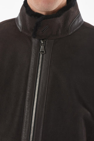 ID Leather 2 Pockets MER MICROCH Jacket with Faux Fur Inner
