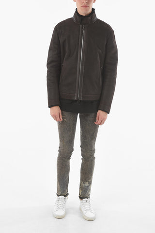 ID Leather 2 Pockets MER MICROCH Jacket with Faux Fur Inner