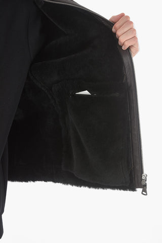 ID Leather 2 Pockets MER MICROCH Jacket with Faux Fur Inner