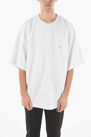Brushed Cotton Crewneck T-shirt with Logo Print