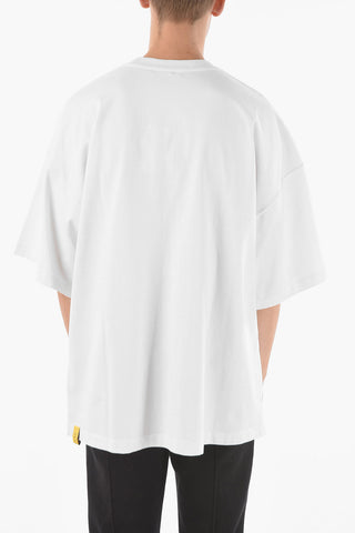 Brushed Cotton Crewneck T-shirt with Logo Print