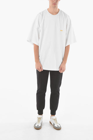 Brushed Cotton Crewneck T-shirt with Logo Print