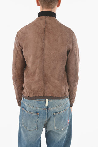 Visible Seams Raw Cut Leather Bomber