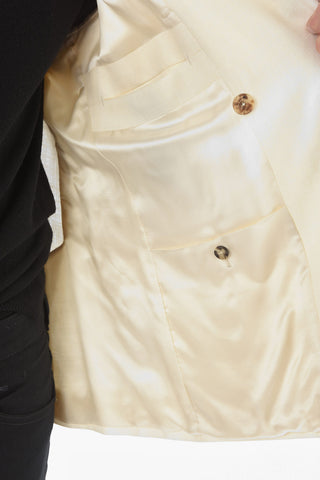 ZZEGNA Blazer Doppiopetto in Misto Lino con Rever a Lancia
