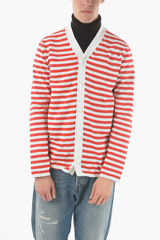 HOMME PLUS Cardigan in Tessuto Tech a Righe Awning