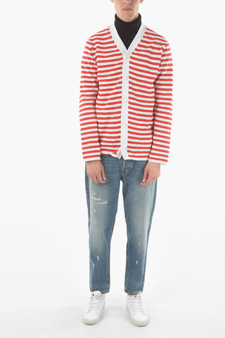 HOMME PLUS Cardigan in Tessuto Tech a Righe Awning