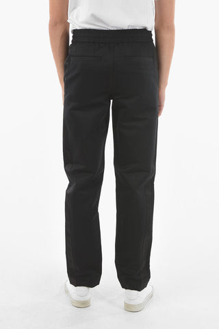 Linen-blend Pants with Silk Satin Side Bands