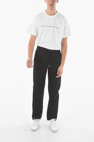 Linen-blend Pants with Silk Satin Side Bands