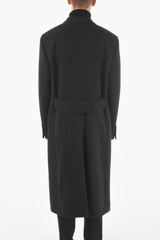 Virgin Wool Tailored Coat with Peak Lapel