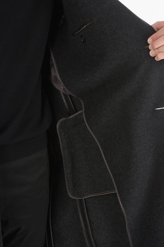 Virgin Wool Tailored Coat with Peak Lapel