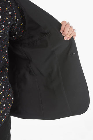 Virgin Wool one-button Blazer with Satin Shawl Lapel