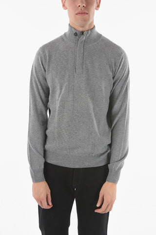 Mock Neck Half Zipped Cashmere Blend Sweater