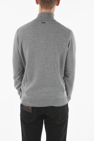 Mock Neck Half Zipped Cashmere Blend Sweater