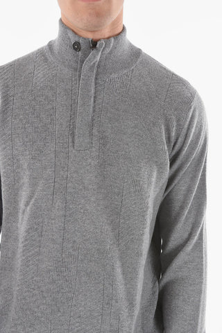 Mock Neck Half Zipped Cashmere Blend Sweater