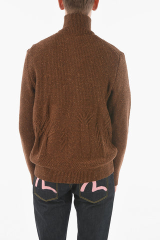 Braided Cable-knit Wool-blend Zip-up Sweater