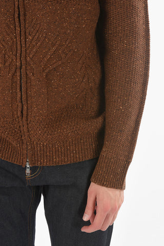 Braided Cable-knit Wool-blend Zip-up Sweater