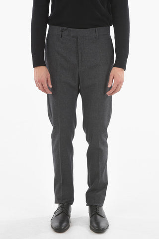 Hidden Fastening Straight Fit Wool Blend Pants