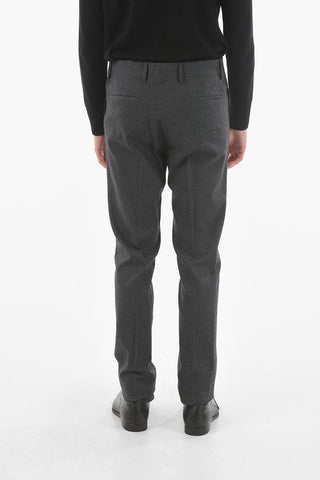 Hidden Fastening Straight Fit Wool Blend Pants