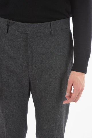 Hidden Fastening Straight Fit Wool Blend Pants