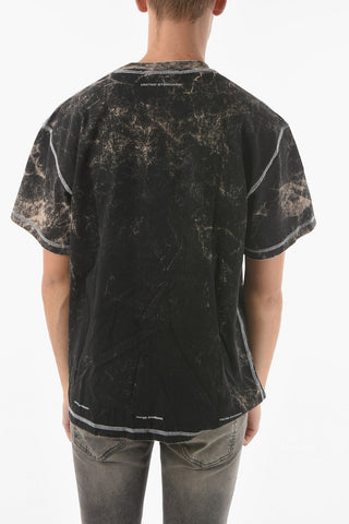 Acid Wash Effect GLITCH Crew-neck T-shirt