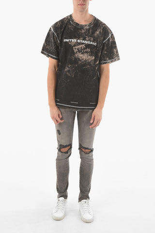 Acid Wash Effect GLITCH Crew-neck T-shirt