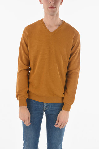 V Neck Cotton and Silk Sweater