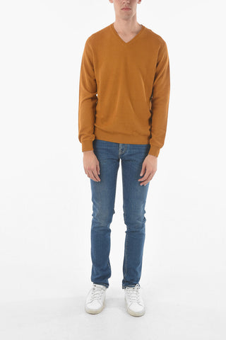 V Neck Cotton and Silk Sweater