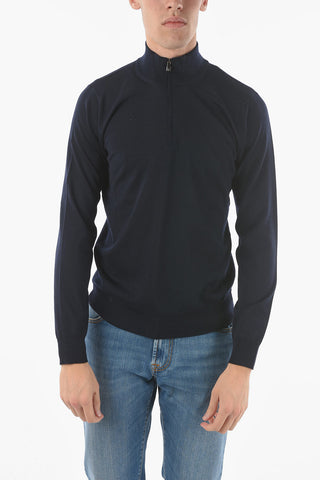 Mock Neck Half Zipped Virgin Wool Sweater