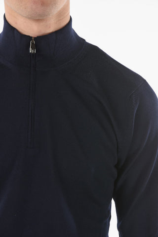 Mock Neck Half Zipped Virgin Wool Sweater