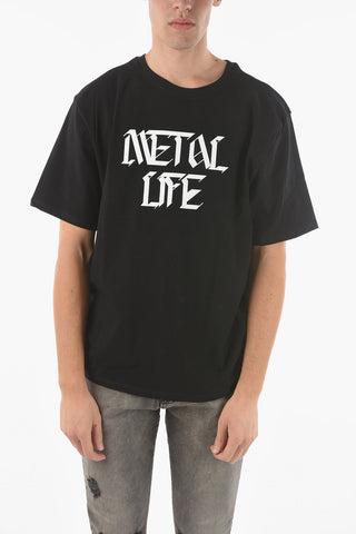 Contrasting Printed Crew-neck METAL T-Shirt