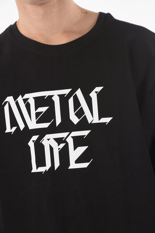 Contrasting Printed Crew-neck METAL T-Shirt