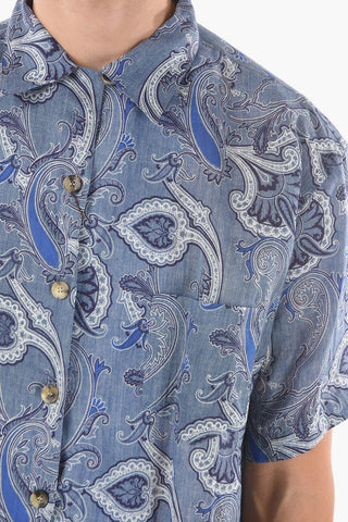 Paisley Patterned Short Sleeve Shirt with Breast Pocket