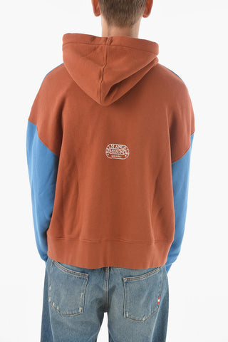 MISSON Color-blocked Hooded Sweatshirt with Spray-effect Print