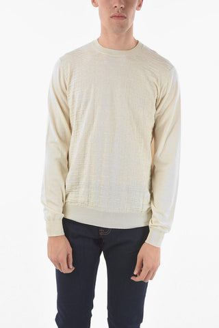 Crew Neck Jacquard Cotton and Silk Sweater